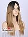 K’ryssma Fashion Ombre Blonde Synthetic Wigs for Women 2 Tone Color Dark Roots Middle Part Long Natural Looking Straight Heat Resistant blonde wig
