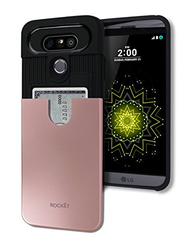 G5 Wallet Case [Card Slot] [Heavy Duty] [Slim Fit] Ergonomic Dual Layer Hybrid PC TPU Tough Shield Front Screen Drop Protection Rubber Back Bumper Slide Cover LG G 5 (Rose Gold) - Thumbnail 7