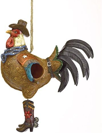 Country Backyard Cowboy Rooster Birdhouse garden décor Porch hanging