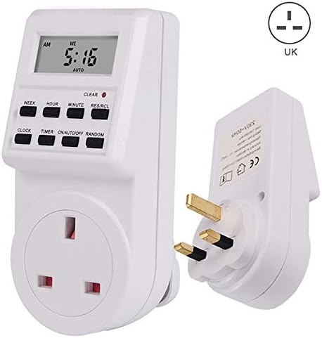 Digital Timer Plug,Digital Plug Weekly Programmable Electric Wall Plug in Socket Timer Switch Hour Output Clock 220V 110V AC,UK