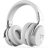 COWIN E7 Active Noise Cancelling Bluetooth Headphones with Microphone Wireless Headphones Over Ear, 30H Playtime for Travel Work TV Computer Cellphone - White