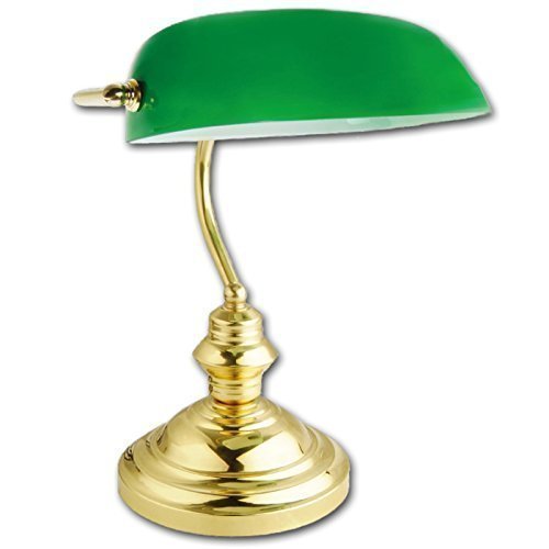Kingswood Barley Twist Traditional Bankers Lamp Antique Brass Opal
