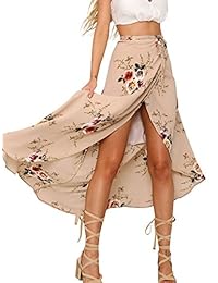 Falda larga para playa verano, atada a la cintura, con estilo floral para dama