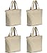 Axe Sickle 4 PCS Canvas Tote Bag Bottom Gusset 16 X 16 X 5 inch Heavy 12oz Tote Shopping Bag, Washable Grocery Tote Bag, Craft Canvas Bag with Handle, White