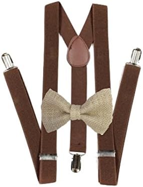 Juto Bow ties and brown suspenders Set Combo Mens