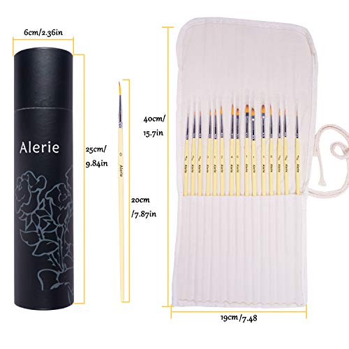 Miniature Paint Brushes - 15 pcs Acrylic Paint Brush Set for Fine Detailing, Different Sizes Paint Brushes for Acrylic Watercolor Oil Gouache Paint - Free Holder and Travel Bag