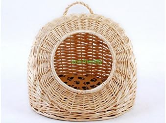 Cat wicker bed handmade eco-friendly pets kennel house portable dog house all season dog cat kennel outdoor indoor clean easy maintenance