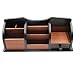 PAG Office Supplies Wood Desk Organizer Pen Holder Accessories Storage Caddy with Drawer, 8 Compartments, Brown