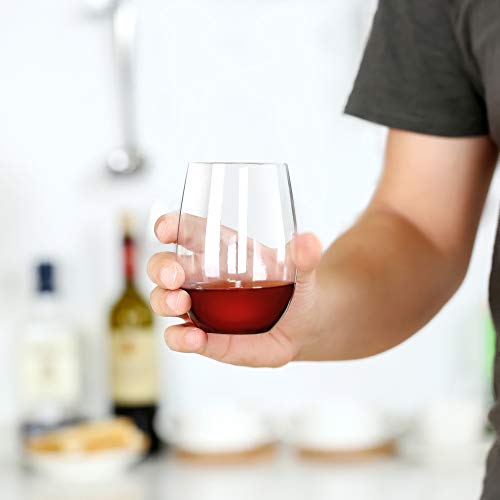 Inewex Unbreakable Plastic Stemless Wine Glasses 16 oz Elegant