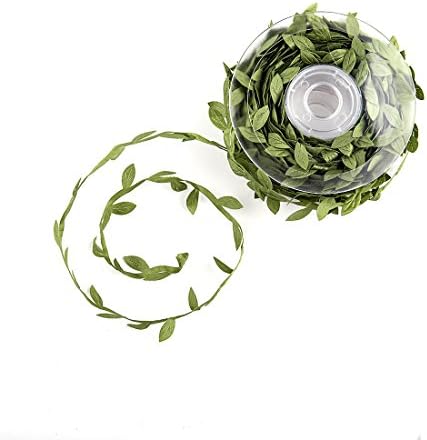 GORLD Artificial Green Leaf Ribbon for DIY Wreath and Flower Home Decorations (20 yard spool)