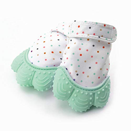 Baby Soothing Teething Mitten, Self-Soothing Pain Relief Mitt Stimulating Teether Toy, Original Silicone Teether Mitten Glove for 0-6 Months Babies, Toddlers, Infants, Boy and Girl(2Pack, Light Green)