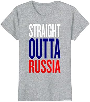 Womens Funny Straight Outta Russia Shirt Russian Flag Gift Medium Heather Grey
