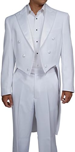 Men's White Tuxedo Tails Includes Tailcoat and Tuxedo Pants (42R)