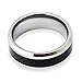 Will Queen 8mm Titanium Ring Inlaid Black Carbon Fiber, Silver White Beveled Men's Titanium Ring Comfort Fit Wedding Bands Promise Rings for Men