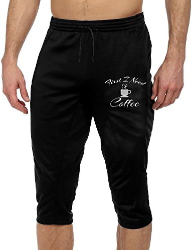 Nieziqian First I Need Coffee Casual Capri Pants Cropped Outdoor Trousers For Men