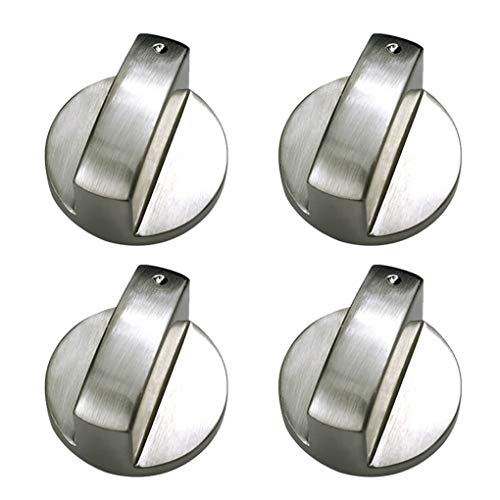 Rolin Roly Brushed metal Gas Stove Knobs Cooker Control Switch Range Oven Knobs Cooktop Burner Knob Gas Hob Switch Kitchen Replacement Accessories (4 x 8mm)