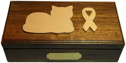 Momentary Paws Artisan Personalized 'Thank Heaven for My Cat' Pet Memory Keepsake Box for Cat Lovers &amp; Cat Loss - Handmade Deluxe Solid Walnut Box with Cat Memorial Motif, Made and Sourced in the USA