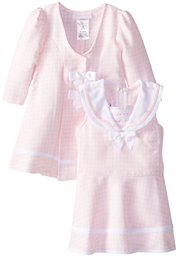 Baby-Girls Infant Pink Triple Bow Jacquard Houndstooth Dress/Coat Set (12 Months, Pink)