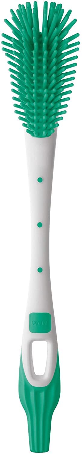 MAM Bottle Brush | Teat Brush with Hanging Hole for Easy Storage | Non-Scratch Brush for Cleaning Bottle Teats | Baby Accessories | Unisex (Colour May Vary)