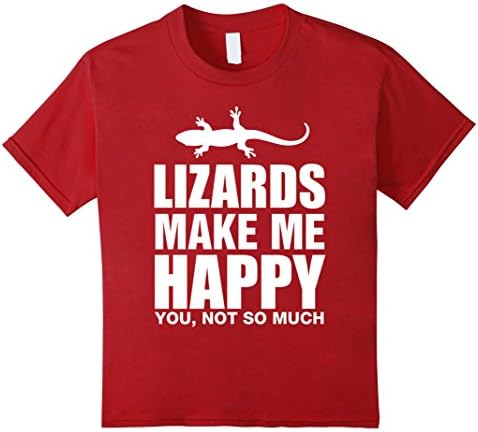 Kids Lizards Make Me Happy You Not So Much Funny T-Shirt 10 Cranberry