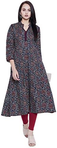 Tissu Women's Floral Printed Flared Kurta with Front Buttons