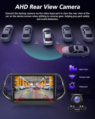 NHOPEEW Qualcomm 8 Core 4+64G Autoradio per Jeep Compass 2017-2021 - 10 pollici Radio Supporto Carplay&Android Auto 5G Wifi&GPS DSP 3D Auto Mondel Display Ventola di raffreddamento