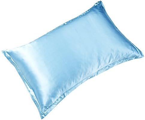 IBraFashion Natural Mulberry Silk Facial/Hair Beauty Pillowcase Standard/Queen Solid Light Blue