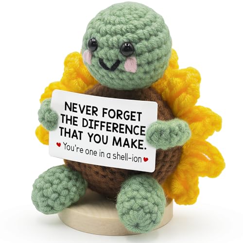 TEEBIM Thank You Gifts for Women - Christmas Appreciation Gifts for Coworkers, Boss, Manager, Office, Teacher, Nurse - Never Forget The Difference You Make Inspirational Positive Turtle Crochet