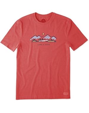 Mens Crusher Tee: Lake Boats - Heather Americana Red