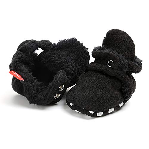 image for SOFMUO Unisex Baby Cozy Fleece Booties with Non Skid Bottom Newborn So