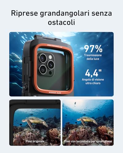 TELESIN Diving Waterproof Underwater Phone Case, Underwater Photography Universal Waterproof Case & Grip for iPhone/Android/Samsung Galaxy and More Mobile Phones (Black)