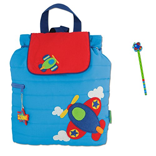 Stephen Joseph Boys Quilted Airplane Backpack and Pencil