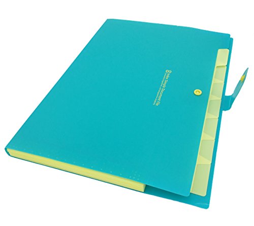 School Folders, iToolai Plastic folder with pockets 8 sections Accordion Expanding File,Blue/Yellow - Thumbnail 2