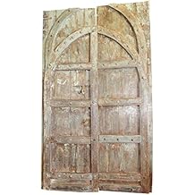 Mogul Interior Solid Wood Antique Door Distressed Green Brown Hand Carved Haveli Double Doors Hotel Design