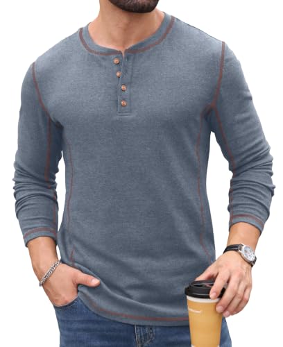 Sailwind Men's Henley Shirts Long Sleeve Button T-Shirt Casual Stylish Pullover Shirt Navy Blue at Amazon
