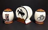 3pc Western Salt Pepper Shakers with Napkin Holder