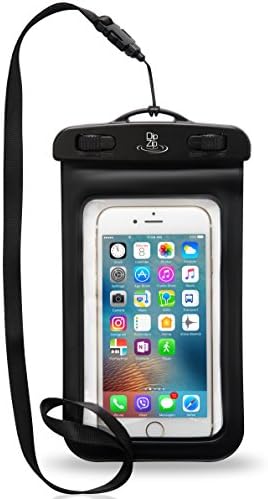 Universal Waterproof Case for iPhone 6/6s 7 5S SE Samsung Galaxy Edge S6 Sony HTC, up to 6.0 inches - Black Dry Bag Fits Boating, Swimming, Fishing, Surfing - DipZip safe Passport and Money