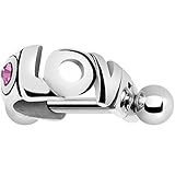 Silver 925 Pink Love Right Mini Cartilage Shield Earring