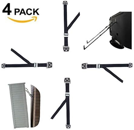 Furniture and Tv Anti-Tip Straps- 4 Pack- Earthquake Resistant TV Anchor- Premium Kid Safety &amp; Baby Proofing- Extra Strong- All Metal Parts- Bolts &amp; Hardware Included- 2 Bonuses by InSafety