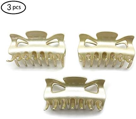 Dofash 3Pcs 9CM/3.54IN Strong Hold No Slip Hair Talon Clips Plastic Jaw Clips for Thick Hair with Gift Box for Girls （Blonde）