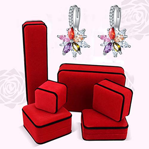 CICINIO 14K Cubic Zirconia Colorful Rhinestone Flower Stud Earrings, Dangle Hook Earrings Studs Hypoallergenic for Girls Women