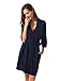 SIORO Cotton Robes Lightweight Kimono Robe Gowns Soft Knit Bathrobe Nightwear V-Neck Loungewear Sexy Sleepwear Short For Women Navy M