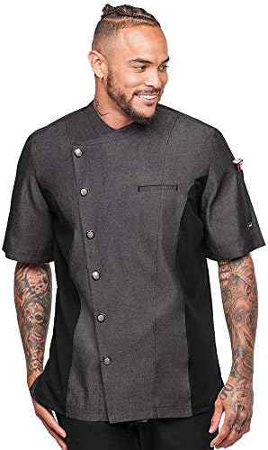 Men’s Chambray Chef Coat with Mesh Side Panels (XS-3X, 3 Colors)