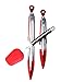 Bobbi Jean's Silicone Stainless Steel Kitchen Food Cooking Tongs & Spatula, 3pc Set 9 & 12 Inch Red