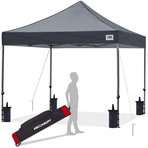 ABCCANOPY Pavillon 250x250 Wasserdicht Faltpavillon Pop-up,UV+,Dunkelgrau