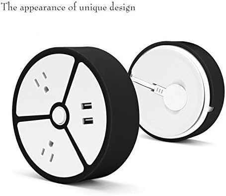 Portable USB extension socket Household Power Strip-4 Multi Outlets with 2 USB Ports-800W (110V~250V) Charging Station (black)