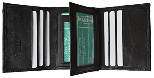 Mens Black Leather Wallet Lamb Classic Trifold by Marshal wallet