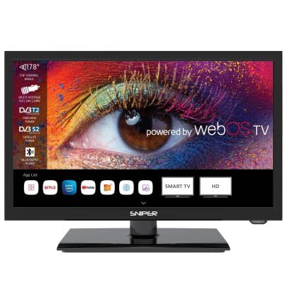 Sniper 19″ SMART LED Camping TV – webOS – Bluetooth 5.0, Wifi, Freeview Tuner, Satellite Tuner, Streaming & Catchup, 3 x HDMI, 2 x USB, Multimedia player, HD