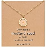 GIKILEE Unique Mustard Seed Necklace Cross shape Stainless Steel Necklaces for Women Friends Encourage Inspiration Heart Faith Necklace Valentine's Day Birthday Gift Card Jewelry