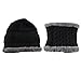 KOODER Winter hats; Knitted Beanie Caps, with scarves included! Extra thick, lamb wool added for extra warmth and comfort (Black)